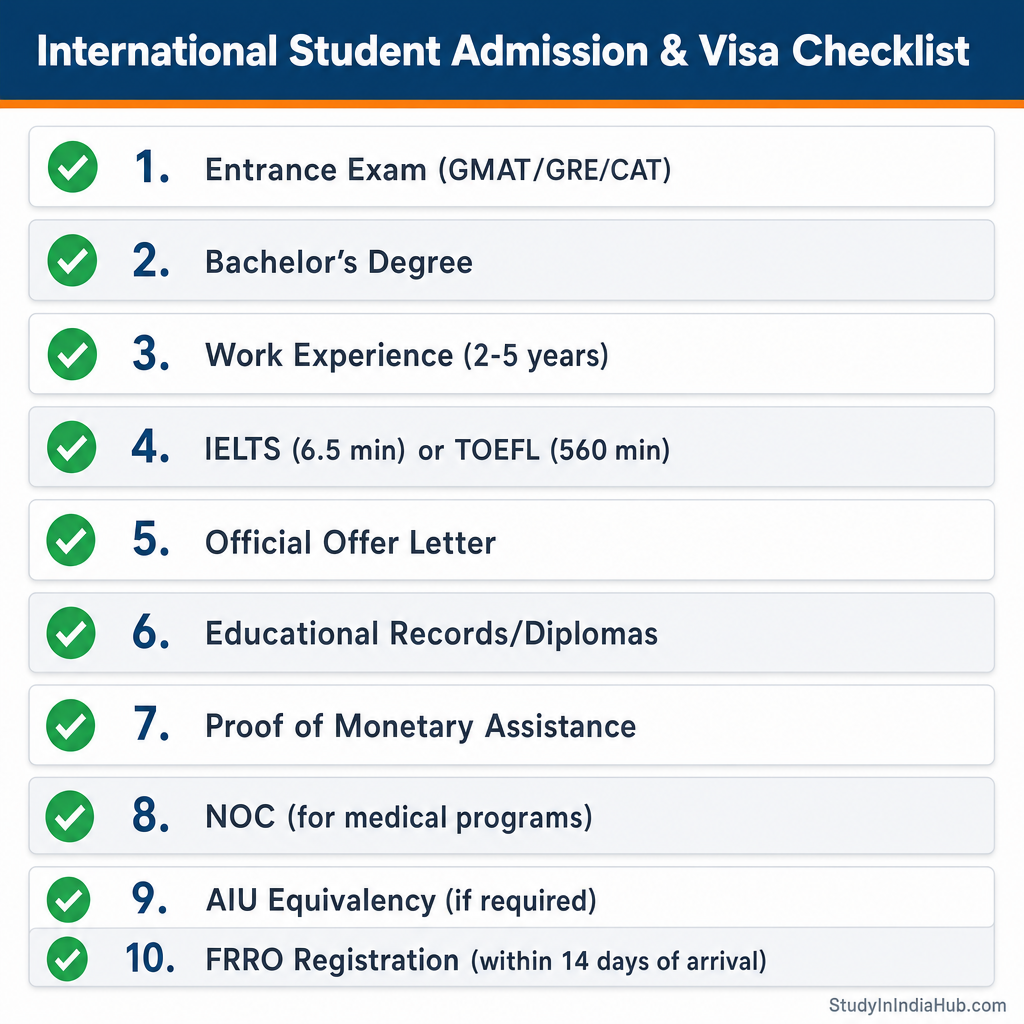 StudyInIndiaHub.com — International Student Admission & Visa Checklist